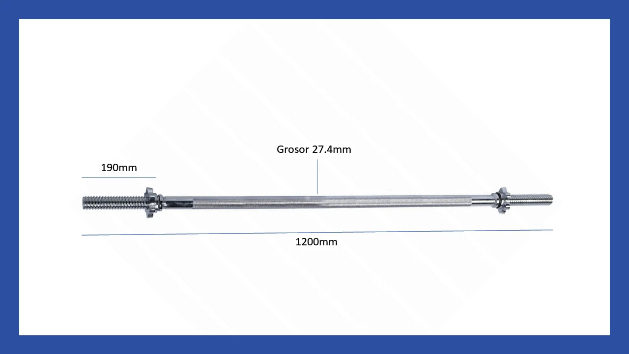 Barra para discos de pesas con orificio de 30mm Longitud 1200mm Marca Fit-Force - Image 2